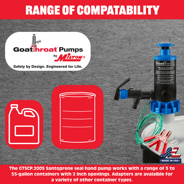 Groundable Drum Pump for Flammable, Santoprene Seals