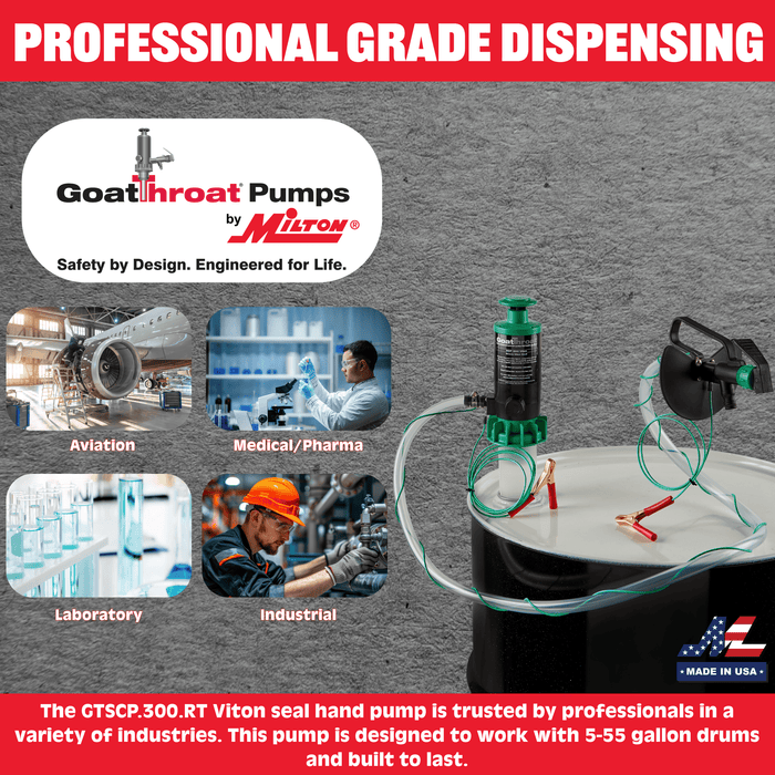 Groundable Drum Pump and Remote Discharge Tap with Viton Seals