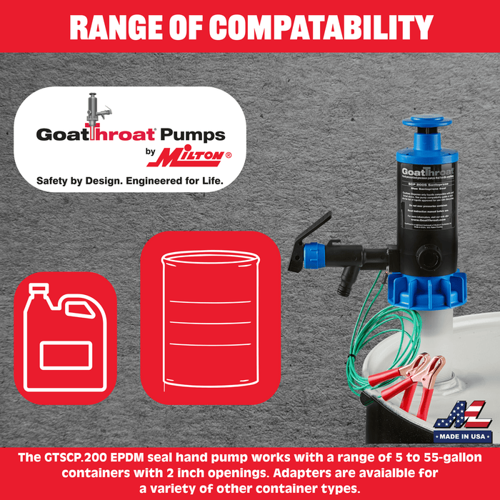 Groundable Drum Pump for Flammables, EPDM Seal